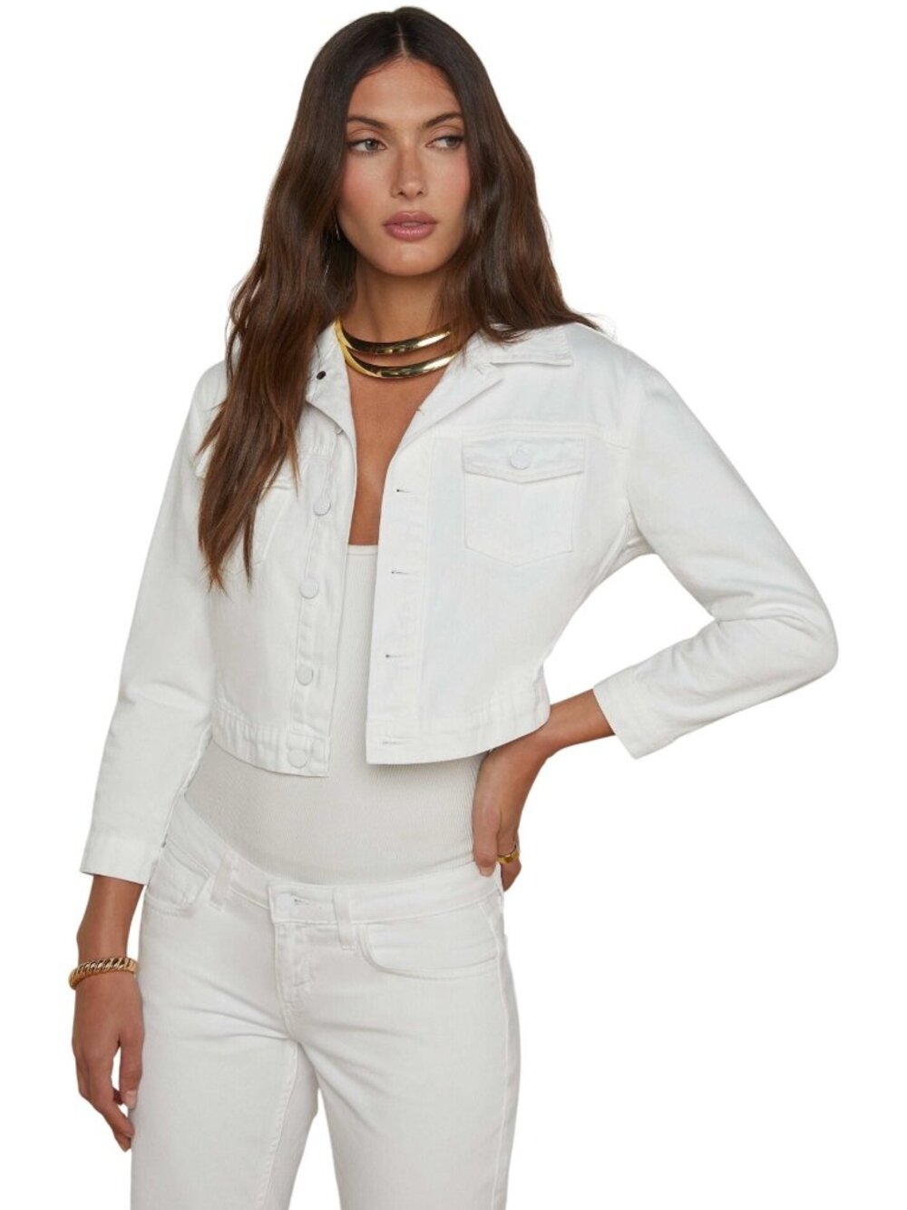 L'AGENCE Koda Cropped Denim White Jacket Size Extra Small New